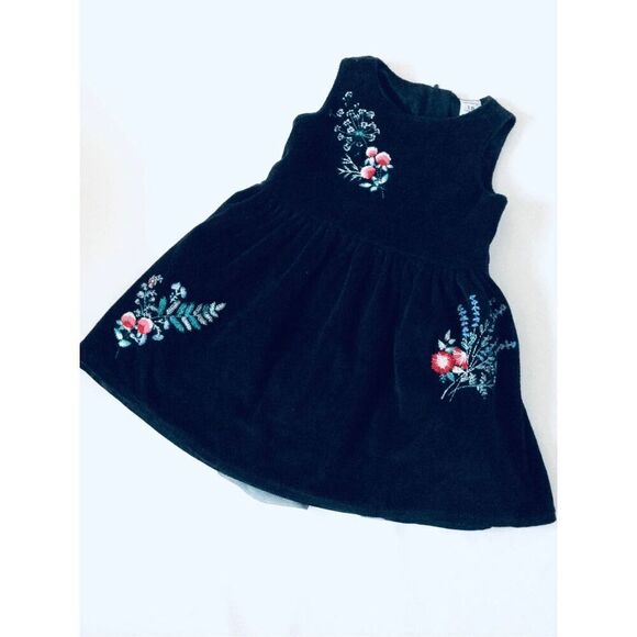 Carter's Baby Girls 12-18 Mos Embroidered Velour Dress BUY 2 GET 1 FREE - Picture 1 of 6